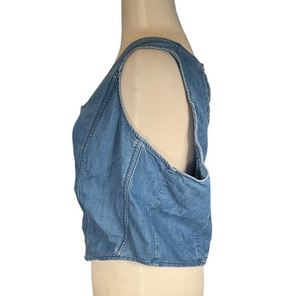 Lane Bryant Size 22 Denim Cropped Corset Tank Top Zip Back Stretch NWT Stretch - Picture 3 of 10